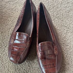 Clarks Brown Crocodile Pattern Loafers